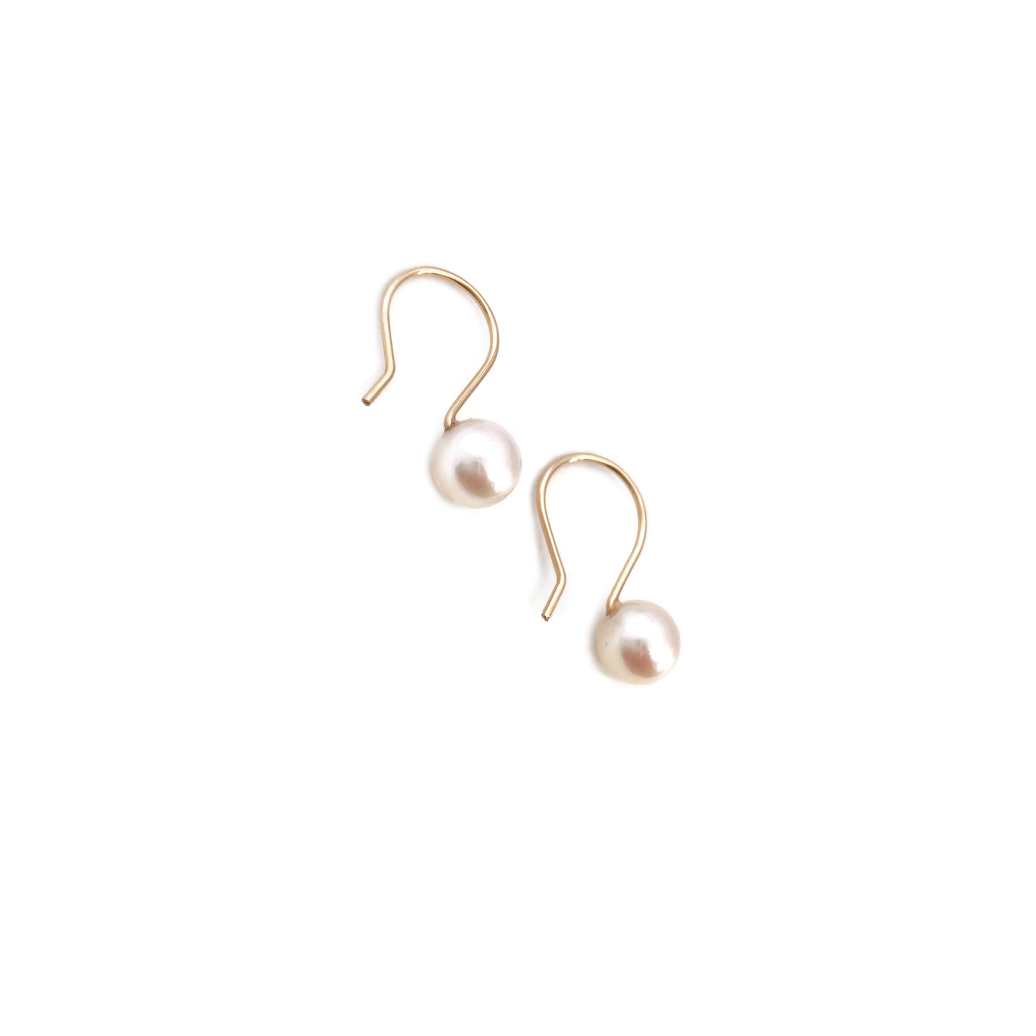 Pearl earrings are made of fresh water pearls.