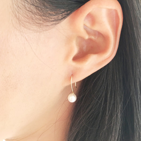 Freshwater pearl earrings are simple and dainty made in San Francisco