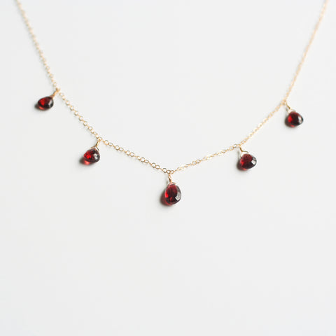 This garnet necklace is made of real garnet crystal and 14k gold chain. 