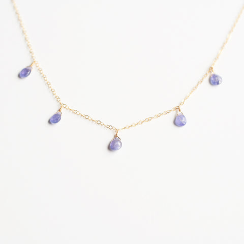 This Tanzanite necklace is made of real Tanzanite crystal and 14k gold chain. 