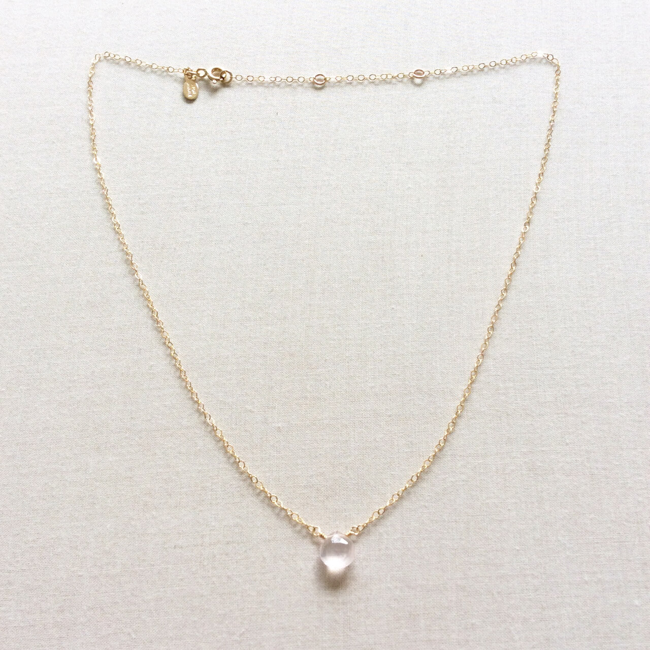 dainty rose quartz necklace is one of our customers favorites, featuring a single pink rose quartz gemstone. 