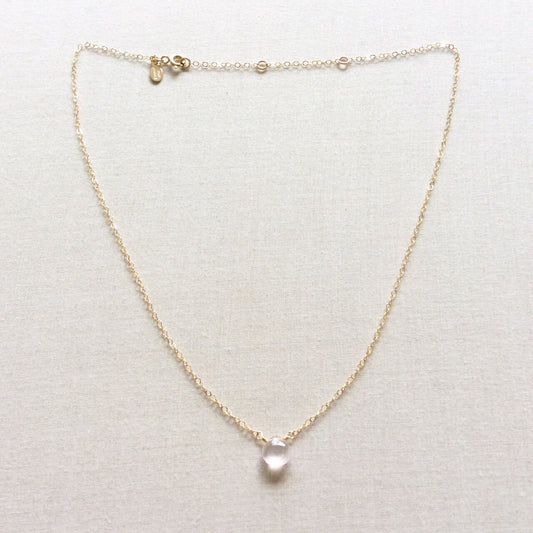 dainty rose quartz necklace is one of our customers favorites, featuring a single pink rose quartz gemstone. 