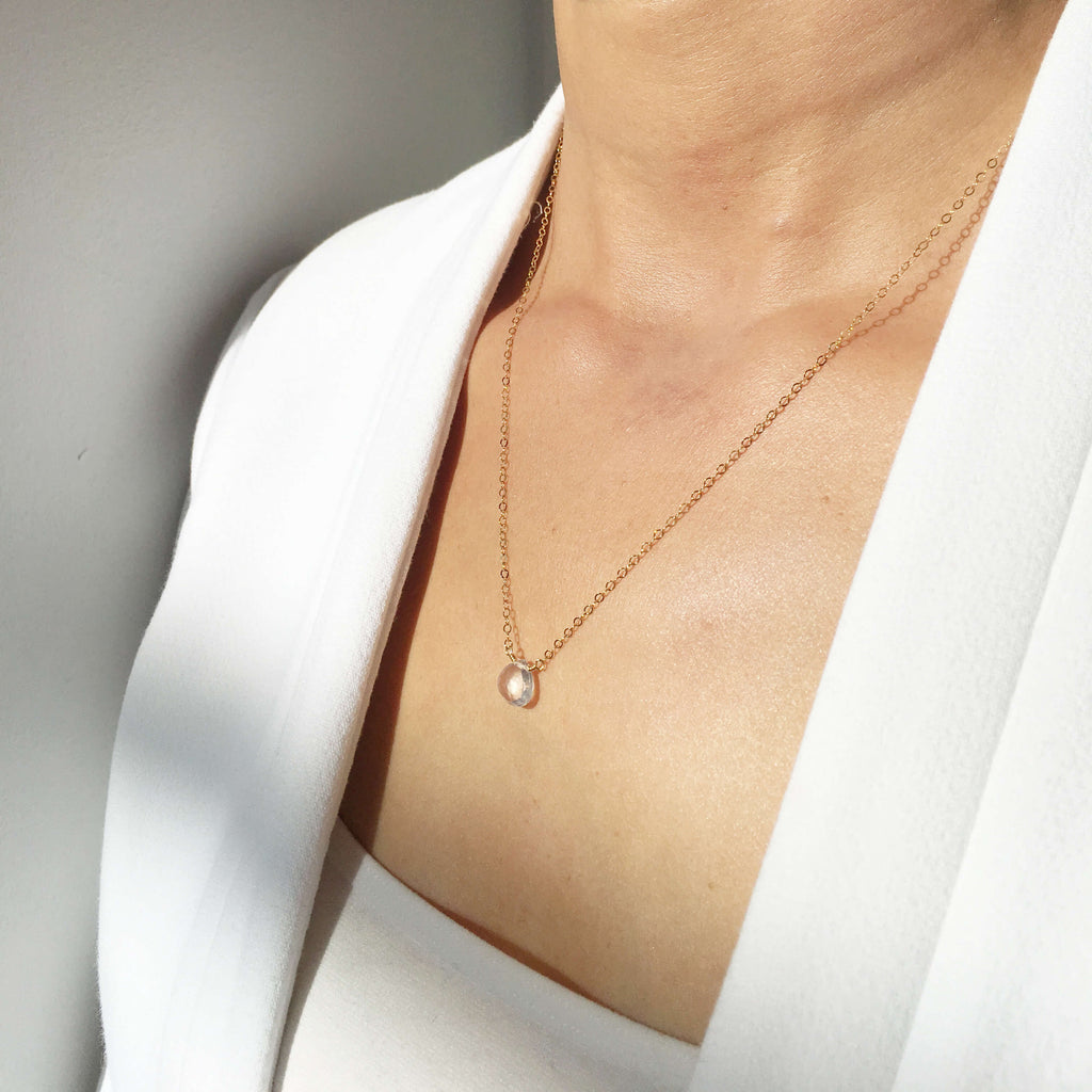 Wire Wrapped Rose Quartz Crystal Pendant Necklace – White Lotus