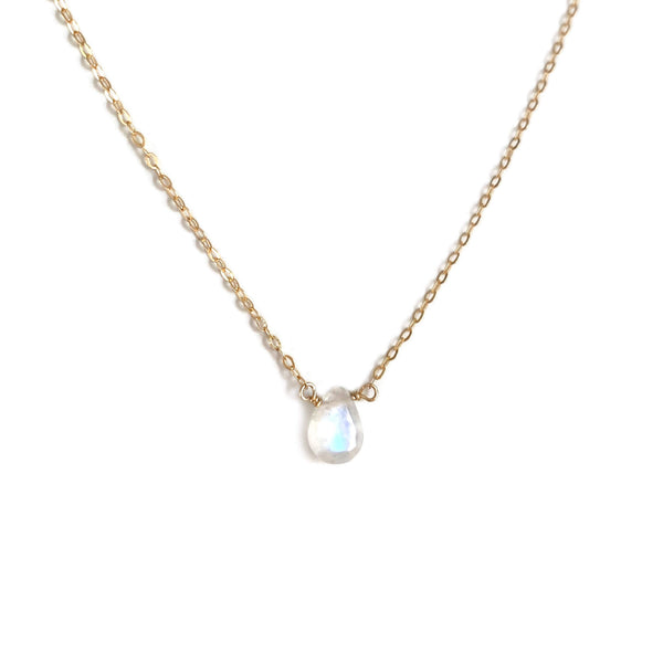 The rainbow moonstone necklace is adjustable from 16 inches to 18 inches long. 