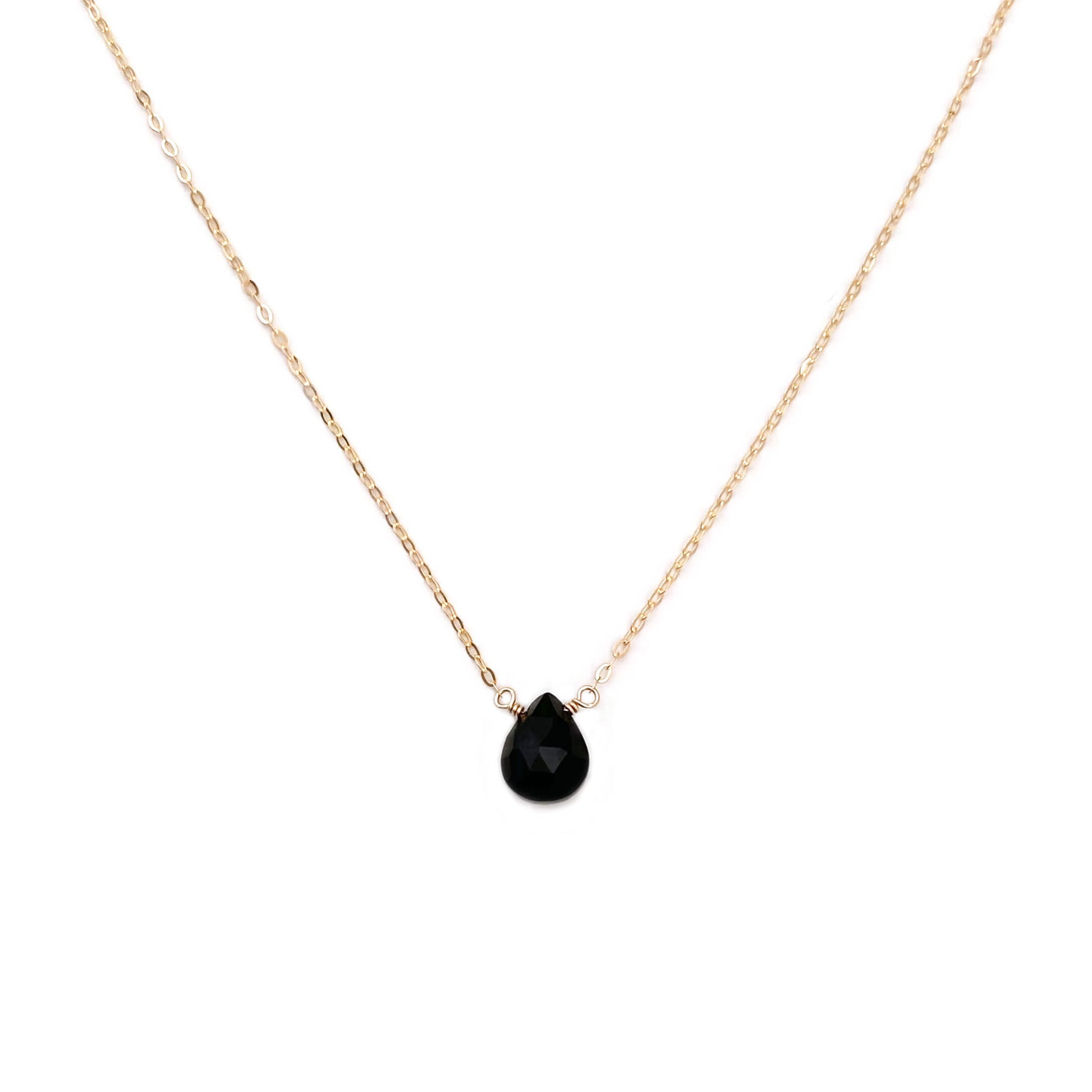 This black onyx necklace is made with a single hand-selected black onyx gemstone.  This black stone necklace is for woman.   