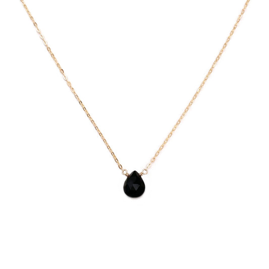 This black onyx necklace is made with a single hand-selected black onyx gemstone.  This black stone necklace is for woman.   