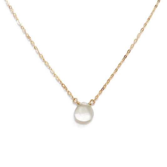The elegant yet simple prehnite necklace is made in our San Francisco studio with your choice of 14k gold, gold fill or sterling silver chain.