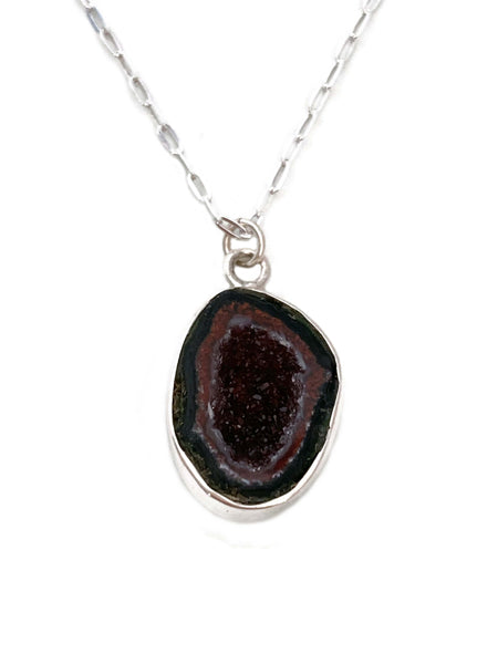This is a small geode necklace what is handmade in san francisco.
