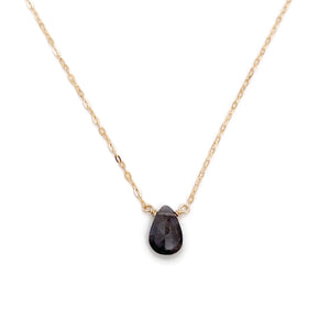 The iolite necklace is available in 14k gold, gold fill or sterling silver. This dainty purple necklace will help build strength to detoxify and help overcome bad habits. 