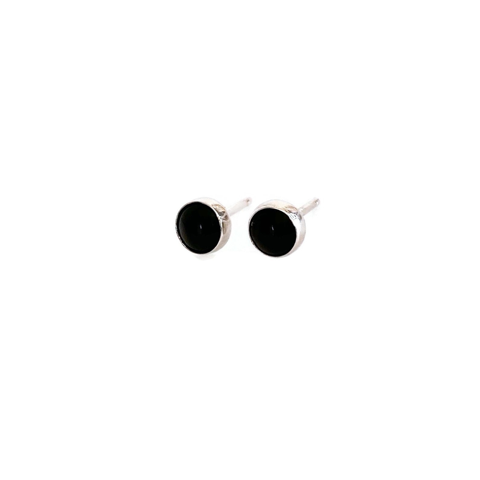 sterling silver black onyx stud earrings are 5mm.  Black Onyx helps to prevent the drain of personal energy. 