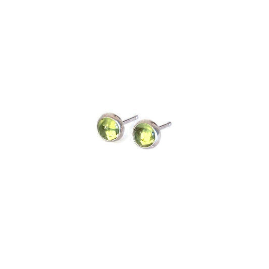 Sterling silver peridot stud earrings are August birthstone. 