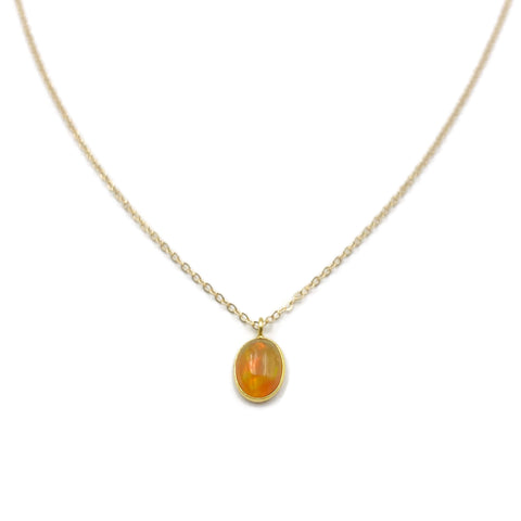 This is an opal necklace that is made of genuine opal with 14k gold chain.  