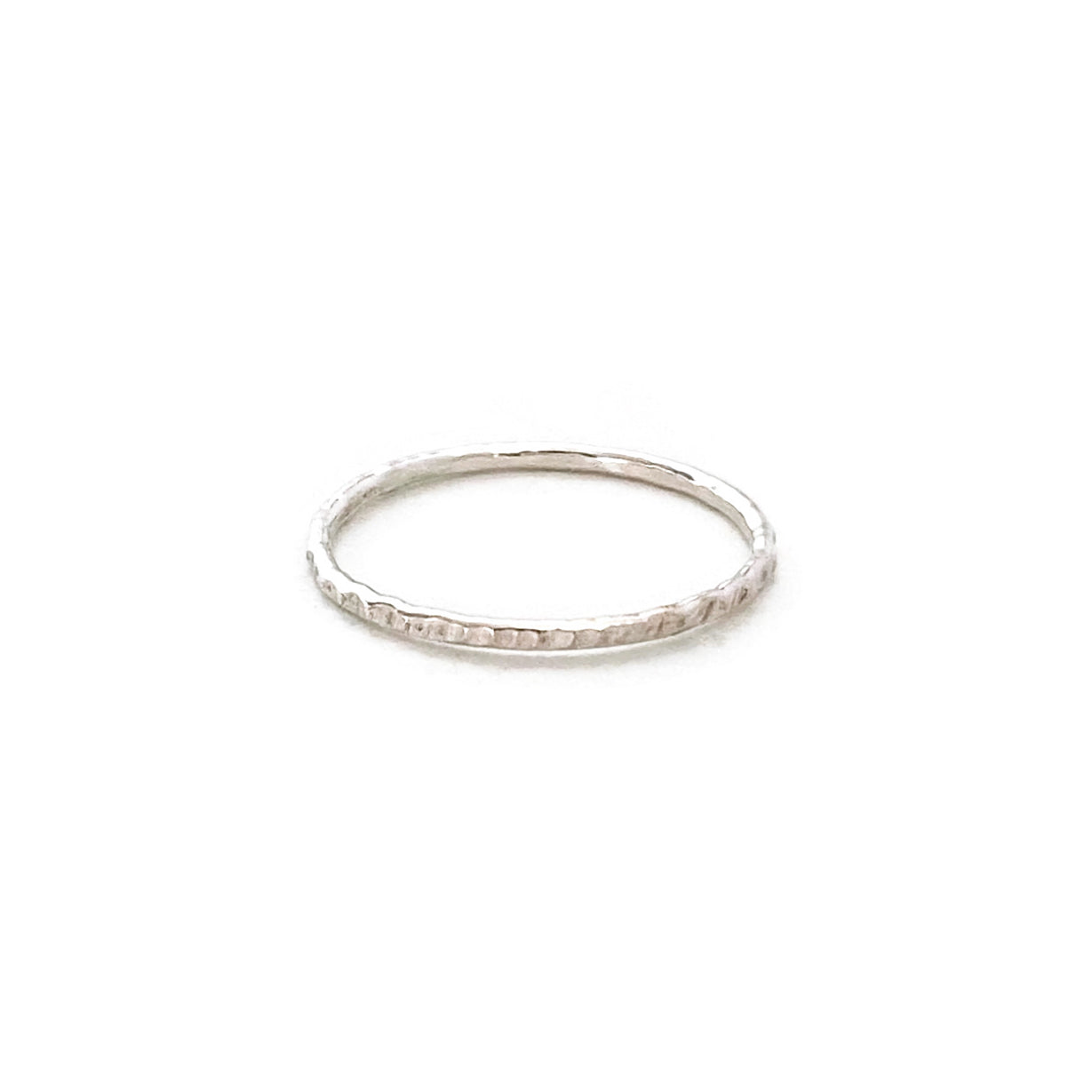 Sterling Silver Hammered Texture Stacking Ring | S for Sparkle