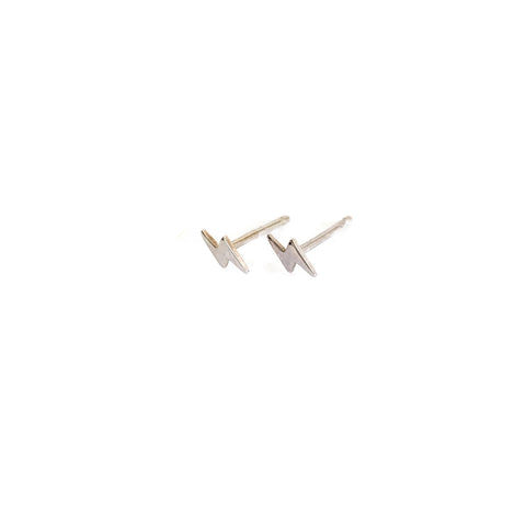 sterling silver tiny lightening bolt stud earrings are small and great for cartilage piercing.