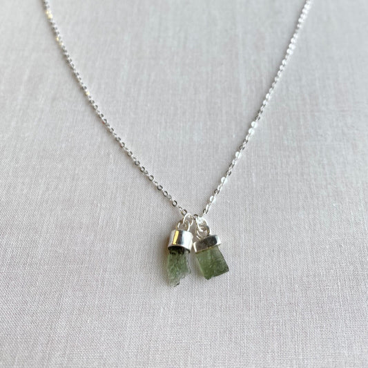 Two Tiny Moldavite Necklace