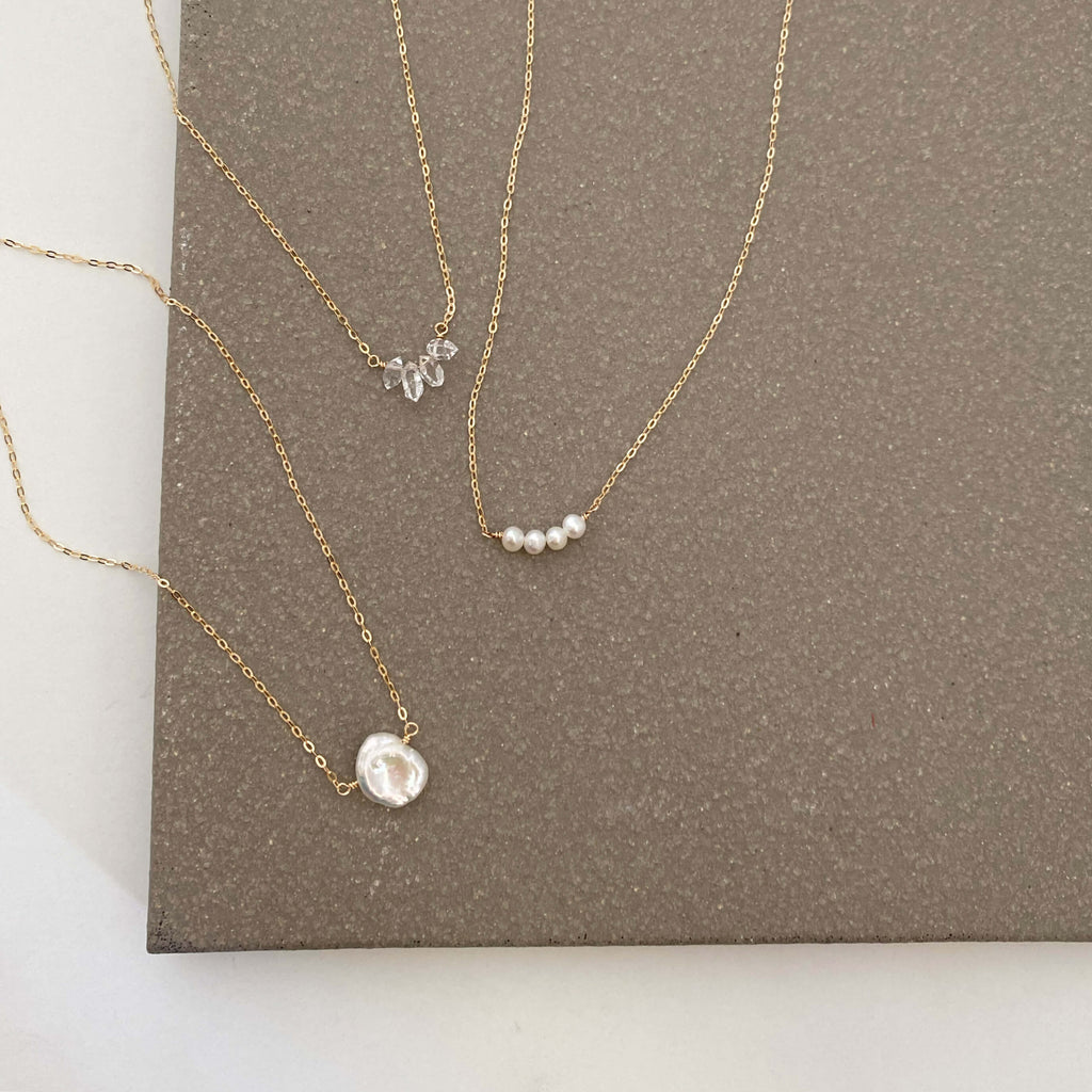 Dainty Herkimer Diamond Necklace | S for Sparkle